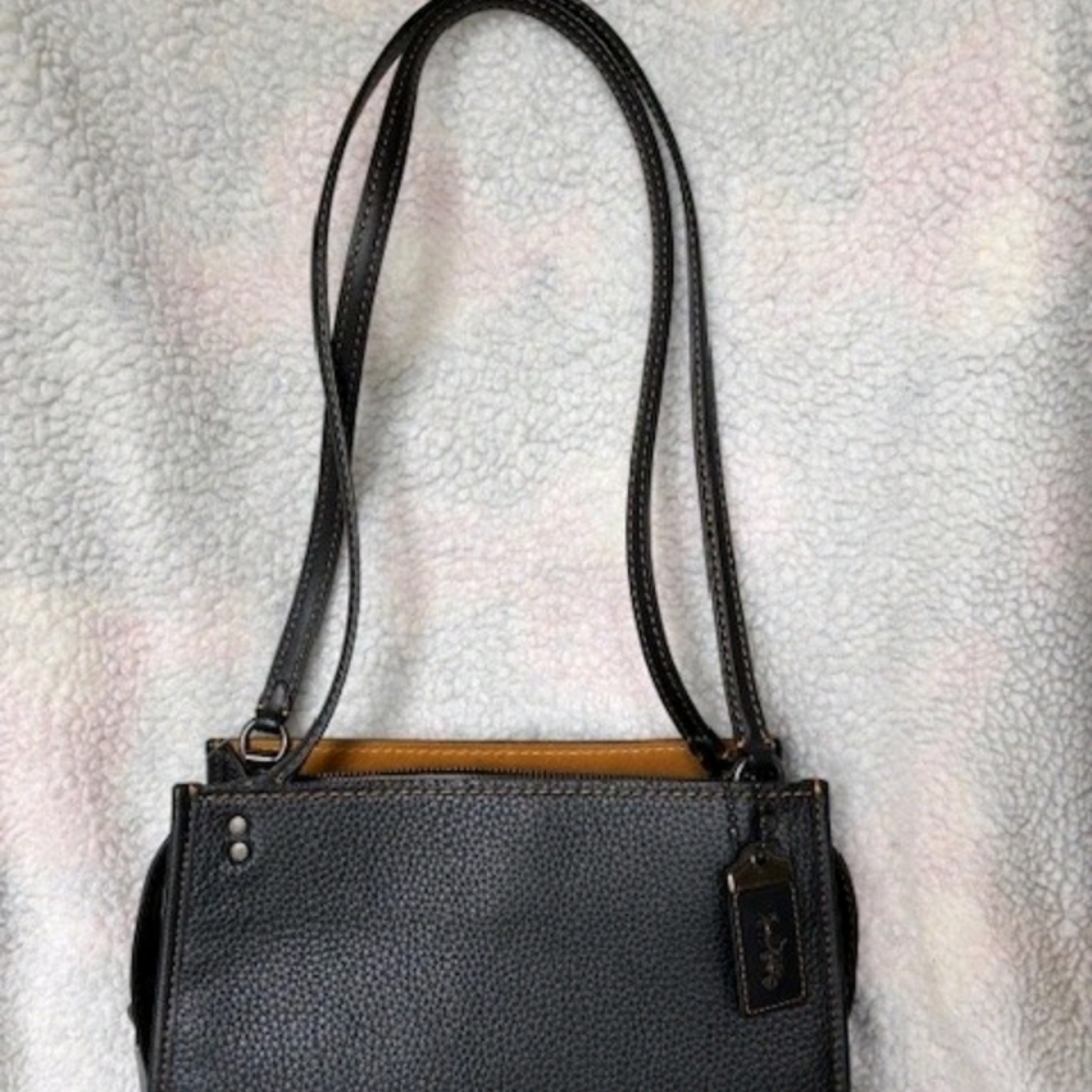 Coach 1941 ROGUE  Shoulder Bag Black/ Yellow Stitching - Picture 2 of 14